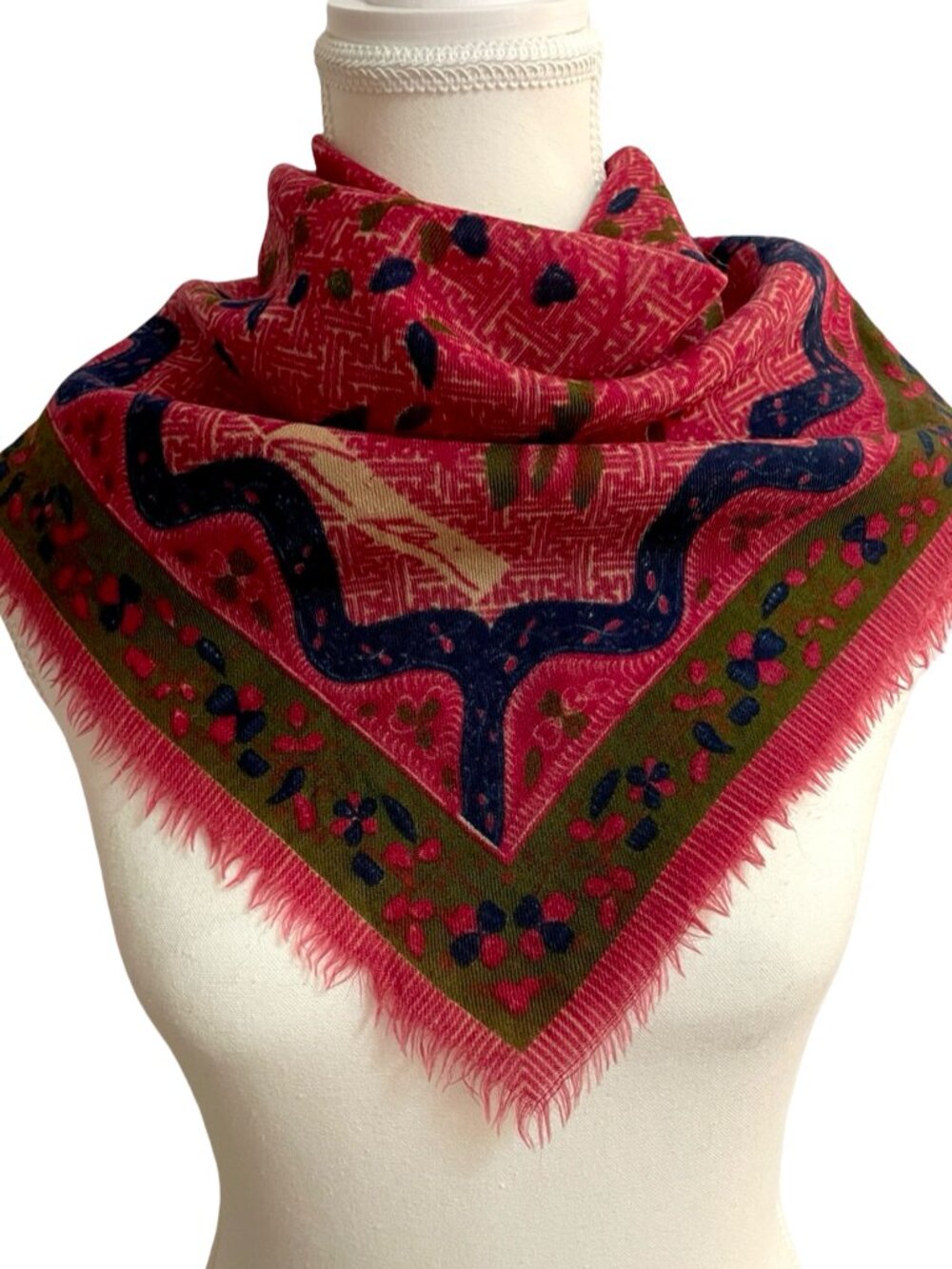 Anne Klein Fine Wool Feel Square Scarf Pink Floral 25” x 25”